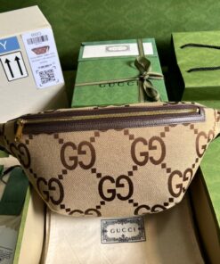 Gucci Jumbo GG Belt Bag Camel And Ebony Jumbo GG Canvas 15.3in/39cm GG 696031 UKMDG 2570 - Image 10