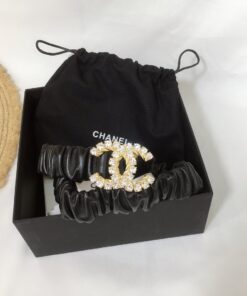 Chanel Double C Buckle 32mm Belt Black Gold Hardware For Women