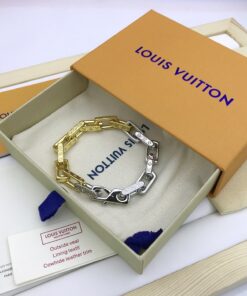 Louis Vuitton Monogram Chain Bracelet Silver Gold For Men M1555M - Image 5