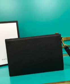 Gucci Animalier Pouch Black with Bee Detail For Men, 12in/31cm – GG 523684 DJ20T 1000 - Image 3