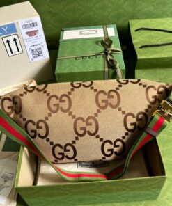 Gucci Jumbo GG Belt Bag Camel And Ebony Jumbo GG Canvas 15.3in/39cm GG 696031 UKMDG 2570 - Image 9