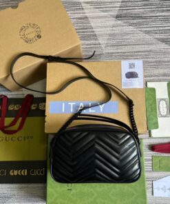 Gucci Marmont Matelasse Shoulder Bag Black For Women 9.5in/24cm - Image 11