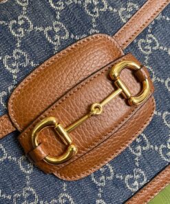 Gucci Horsebit 1955 Shoulder Bag Blue And Ivory For Women 9.8in/25cm - Image 9