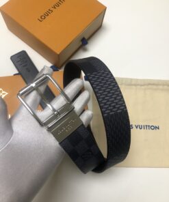 Louis Vuitton Sliver Tone Buckle Damier Belt Black For Women - Image 5