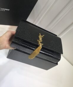 Saint Laurent Kate Medium Chain Bag With Tassel In Embossed Crocodile Black For Women 9.4in/24cm YSL 354119DND0J1000 - Image 5