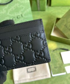 Gucci Signature Card Case Black Metal Hardware For Men 4in/10cm GG ‎473927 CWC1N 1000 - Image 3