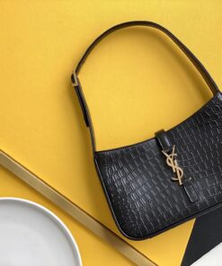 Saint Laurent LE 5 À 7 Hobo Bag Black In Embossed Material For Women 9in/23cm YSL 657228DZESW1062 - Image 4