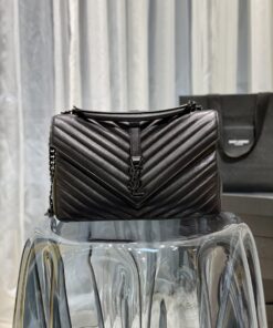 Saint Laurent College Large Chain Bag Black With Metal Toned Hardware For Women 12.6in/32cm YSL 600278BRM081000 - Image 7