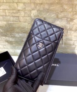 Chanel CO-CO Mini Pouch Wallet in Black for Women, 19cm/7.5in, with Silver Hardware