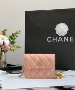 Chanel CO-CO Wallet On Chain 10cm/3.9in Gold Hardware For Women Pink