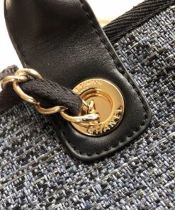 Chanel Deauville Tote Bag 15in/ 38cm Dust Blue Gold Hardware For Women A66941 - Image 5