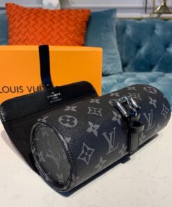 Louis Vuitton 3 Watch Case in Monogram Eclipse Canvas 7.9in/20cm LV M43385 - Image 9