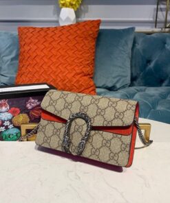 Gucci Dionysus Supreme Super Mini Bag Beige/Ebony GG Supreme Canvas Red Suede 6.5in/16.5cm GG 476432 - Image 4