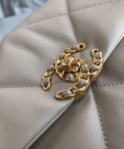 Chanel 19 Flap Bag Small Crossbody 10.2in/ 26cm Beige For Women - Image 6