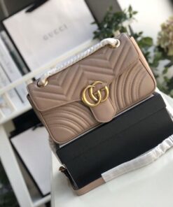 Gucci GG Marmont Matelassé Shoulder Bag Dusty Pink Matelassé Chevron For Women 10in/26cm GG 443497 DTDIT 5729 - Image 7