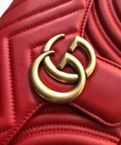 Gucci GG Marmont Small Matelassé Shoulder Bag ‘Red’ For Women, 10in/26cm – 443497 DTDIT 6433 - Image 9