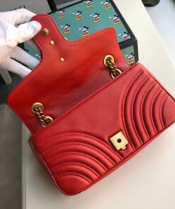 Gucci GG Marmont Small Matelassé Shoulder Bag ‘Red’ For Women, 10in/26cm – 443497 DTDIT 6433 - Image 10