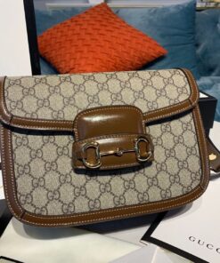 Alternative view of Gucci Horsebit 1955 Shoulder Bag Beige/Ebony GG Supreme Canvas With Brown For Women 9.8in/25cm GG ‎602204 92TCG 8563
