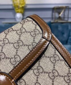 Gucci Horsebit 1955 Shoulder Bag Beige/Ebony GG Supreme Canvas With Brown For Women 9.8in/25cm GG 602204 92TCG 8563 - Image 4