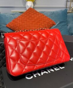 Chanel Flap Bag Mini Crossbody 7.8in/ 20cm Red Gold Hardware For Women A69900 - Image 8