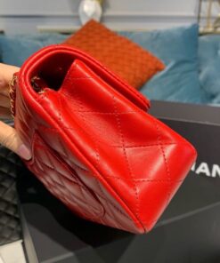 Chanel Flap Bag Mini Crossbody 7.8in/ 20cm Red Gold Hardware For Women A69900 - Image 9