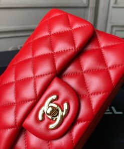 Chanel Flap Bag Mini Crossbody 7.8in/ 20cm Red Gold Hardware For Women A69900 - Image 16