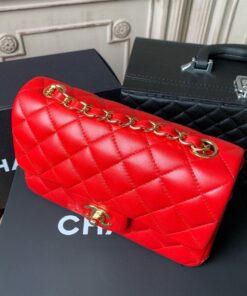 Chanel Flap Bag Mini Crossbody 7.8in/ 20cm Red Gold Hardware For Women A69900 - Image 15