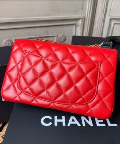 Chanel Flap Bag Mini Crossbody 7.8in/ 20cm Red Gold Hardware For Women A69900 - Image 11