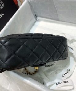 Chanel Flap Bag With CC Ball On Strap Mini Crossbody 7.8in/ 20cm Black Gold Hardware For Women AS1787 - Image 5