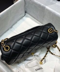 Chanel Flap Bag With CC Ball On Strap Mini Crossbody 7.8in/ 20cm Black Gold Hardware For Women AS1787 - Image 8
