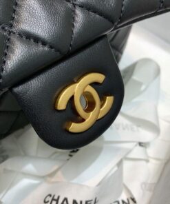 Chanel Flap Bag With CC Ball On Strap Mini Crossbody 7.8in/ 20cm Black Gold Hardware For Women AS1787 - Image 9