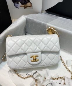Alternative view of Chanel Flap Bag With CC Ball On Strap White For Women, Women’s Handbags, Shoulder And Crossbody Bags 7.8in/20cm AS1787