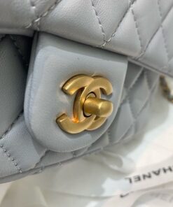Chanel Flap Bag With CC Ball On Strap Mini Crossbody 7.8in/ 20cm Grey Gold Hardware For Women AS1787 - Image 5