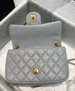 Chanel Flap Bag With CC Ball On Strap Mini Crossbody 7.8in/ 20cm Grey Gold Hardware For Women AS1787 - Image 7