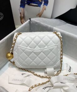 Chanel Flap Bag With CC Ball On Strap Mini Crossbody 6.6in/ 17cm White Gold Hardware For Women AS1786 - Image 7