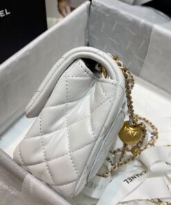 Chanel Flap Bag With CC Ball On Strap Mini Crossbody 6.6in/ 17cm White Gold Hardware For Women AS1786 - Image 6