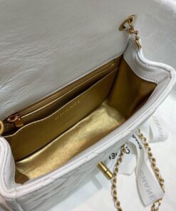 Chanel Flap Bag With CC Ball On Strap Mini Crossbody 6.6in/ 17cm White Gold Hardware For Women AS1786 - Image 8