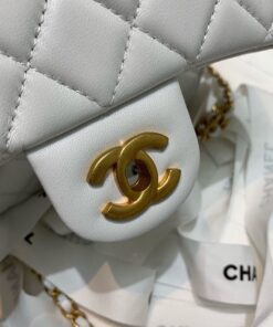Chanel Flap Bag With CC Ball On Strap Mini Crossbody 6.6in/ 17cm White Gold Hardware For Women AS1786 - Image 9