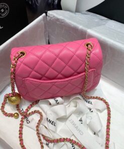 Alternative view of Chanel Flap Bag With CC Ball On Strap Mini Crossbody 6.6in/ 17cm Pink Gold Hardware For Women AS1786