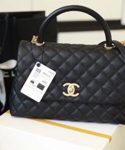 Alternative view of Chanel Coco Large Top Handle Bag 11in/ 28cm Black Gold Hardware For Women A92991