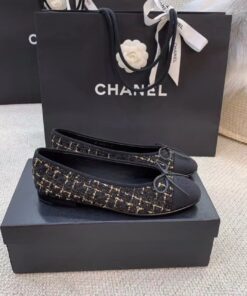 Alternative view of Chanel Ballerina Flats in Tweed Black/Gold, Shoes for Women, G02819 K4311