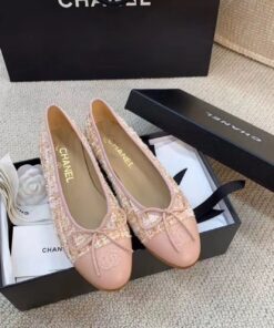 Alternative view of Chanel Ballerina Flats Tweed and Grosgrain Light Pink For Women G02819