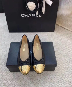 Chanel Ballerina Flats Black/Gold For Women, Women’s Shoes G02819