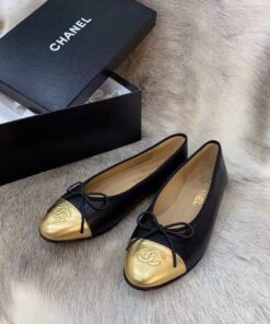Chanel Ballerina Flats Black/Gold For Women, Women’s Shoes G02819 - Image 8