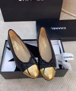Chanel Ballerina Flats Black/Gold For Women, Women’s Shoes G02819 - Image 9