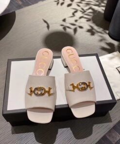 Gucci Gucci Zumi Slide Sandals Beige For Women GG