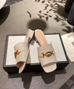 Gucci Gucci Zumi Slide Sandals Beige For Women GG - Image 3