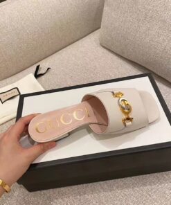 Gucci Gucci Zumi Slide Sandals Beige For Women GG - Image 5