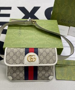 Gucci Ophidia Belt Bag Beige And Ebony GG Supreme Canvas, A Material With Low Environmental Impact 8.7in/22cm GG 674081 96IWT 9794 - Image 9