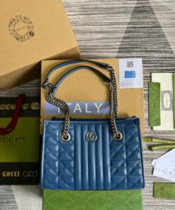 Alternative view of Gucci Marmont Small Matelasse Tote Blue For Women, Women’s Bags 26.5 in/10.4cm GG ‎‎675796 UM8BF 4340